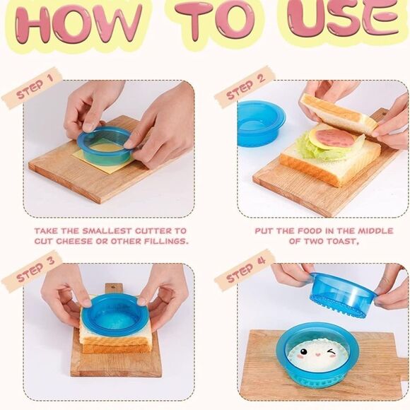 NWT Pro Kitchen Pocket Maker Sandwich Cutter Decrusts, Cuts & Seals 5 Piece - Picture 6 of 8